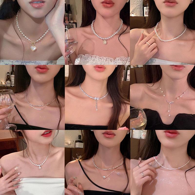 Летнее жемчужное ожерелье Легкая роскошь Нишевое Любовь Цепочка на ключицу Модное Высококлассное Универсальное ожерелье
