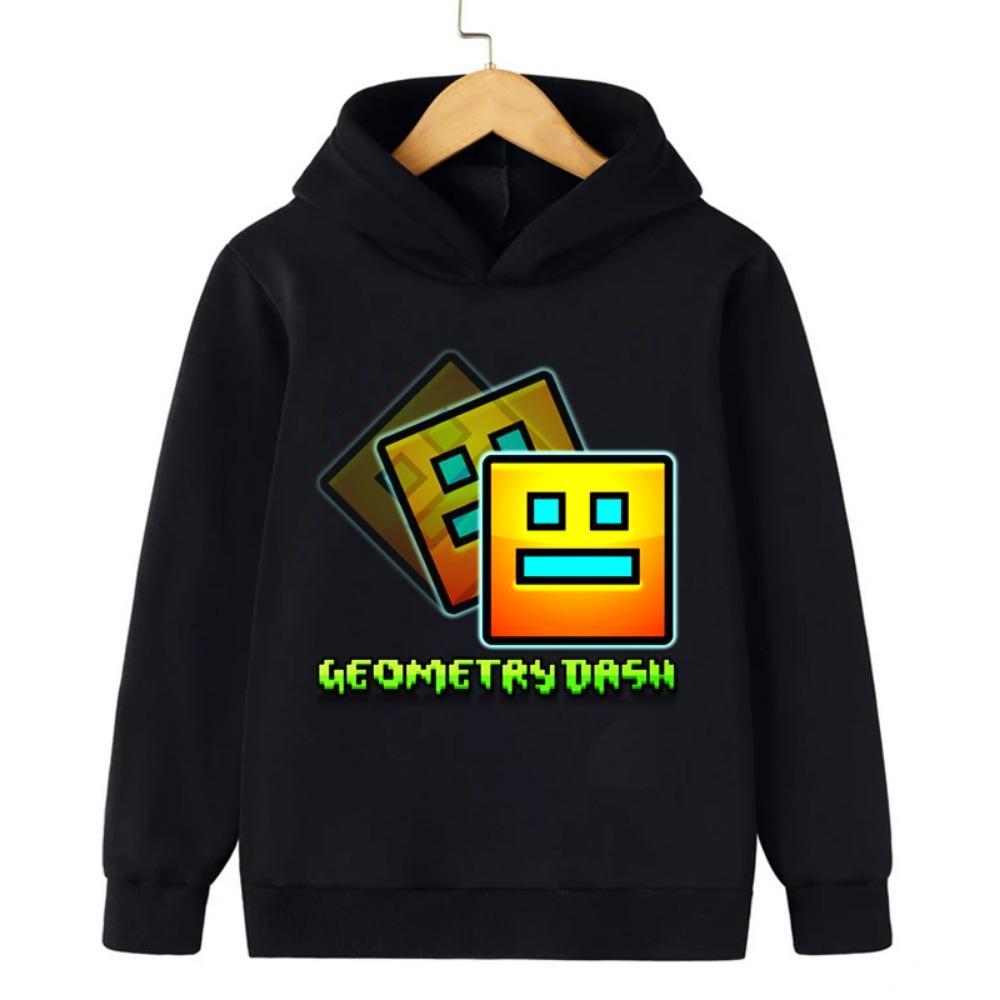 Игровая толстовка Geometry Dash для детей, пуловер с длинным рукавом, осенние куртки, смешные мультяшные топы для девочек, свитшоты для мальчиков, детская одежда
