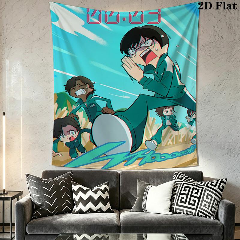 Cartoon Squid Game Pattern Home Decor Tapestry, Wall Hanging, Decorative RV Wall Cloth.SGT0917233