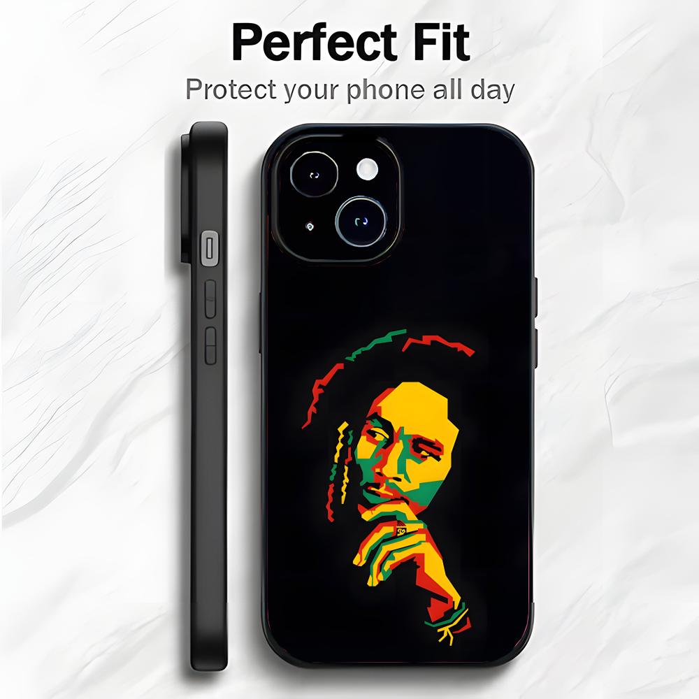 Регги Ямайский Певец B-Bob M-Marley Чехол для Телефона Чехол для Телефона Мягкая Упаковка Легкий Для iPhone17 16 15 14 13ProMax