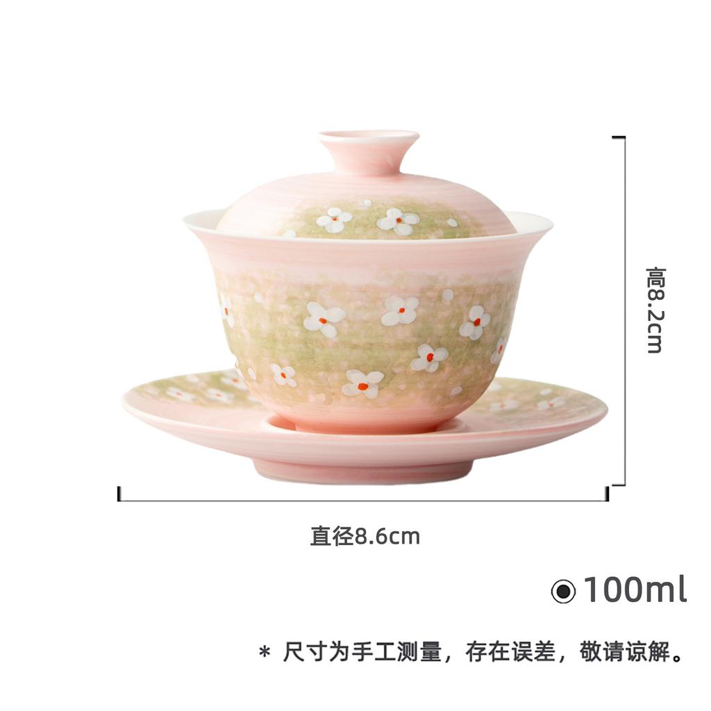 100ml Hand-painted Flowers And Fish Gaiwan Ancient Tea Tureen Tea Bowl With Lid Kit Tea Making Cover Bowl Tea Items Decoration