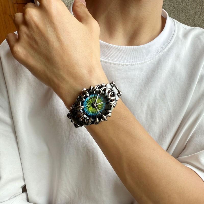 Alabaster Y2K Claw Design Watch Men Hip Hop Retro Style Quartz Wristwatch With Stainless Steel Band