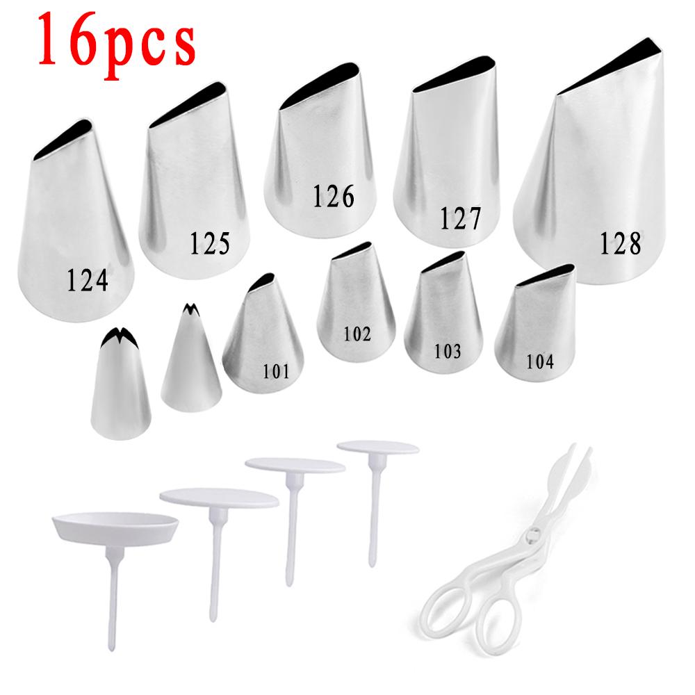 16pcs Piping Flower Scissors Kitchen Accessories Diy Icing Piping Cream Pastry Tips With 11 Nozzle Sets Cake Decorating Tools