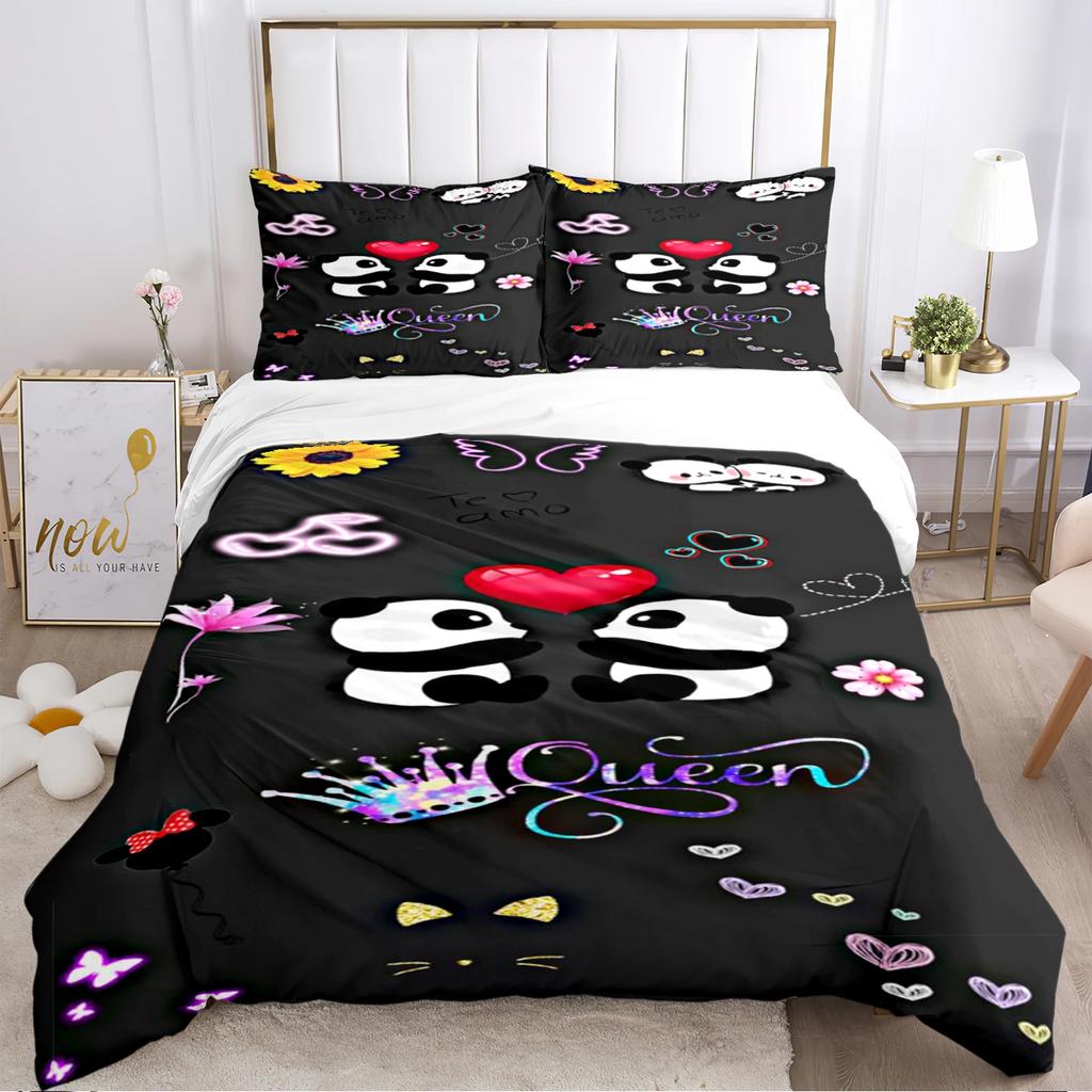 Cute Panda Duvet Cover Cartoon Kawaii Comforter Bedding Sets Soft Quilt Cover And Pillowcases For Teens SingleDoubleQueenKing