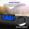 Solar Powered Car Clock Thermometer with Dual Power - Digital Temperature Humidity Monitor with Auto Brightness LCD Display, -20°C To 70°C
