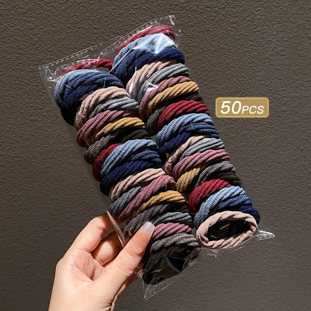 50Pcs No Hurt Hair Hair Ties High Elastic Hair Rope New Girls Hair Bands  Women Girls