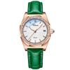 Водонепроницаемые и дождестойкие кожаные наручные часы со светящимся календарем, стразами, зеленым и золотым цветами, идеально подходящие в качестве подарка для или Новые женские циферблат, функция, акценты,