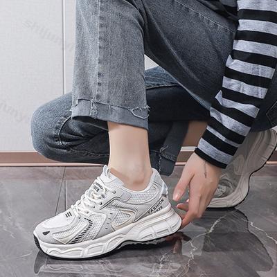 Женские кроссовки на платформе Осень Новые Увеличение роста Нескользящие Дышащие Беговые кроссовки Удобные На шнуровке Повседневная обувь