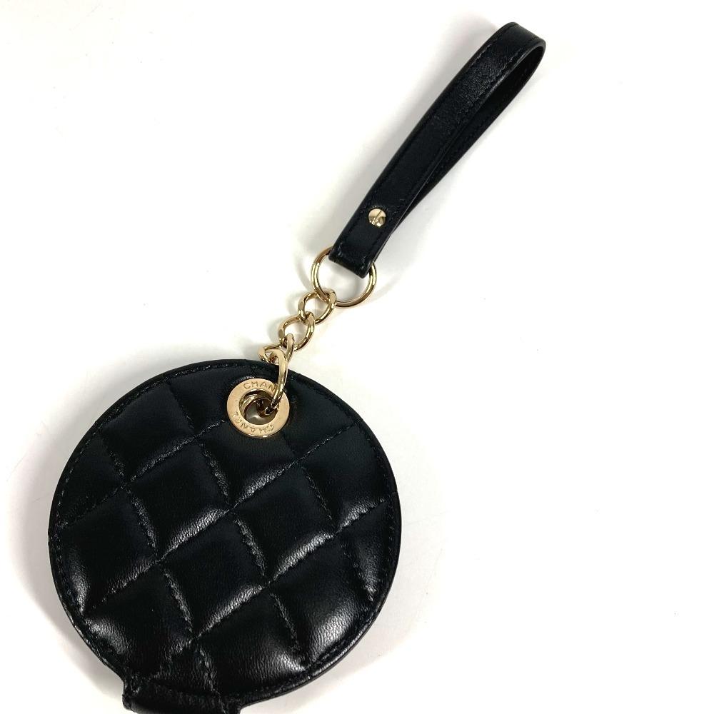 CHANEL Round name tag Logo CC Matelasse Quilted Charm Bag Charm Key Holder