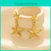 Покрытые модные золотые серьги-морские звезды Стильные серьги в форме звезды из золотого сплава для женщин на осень