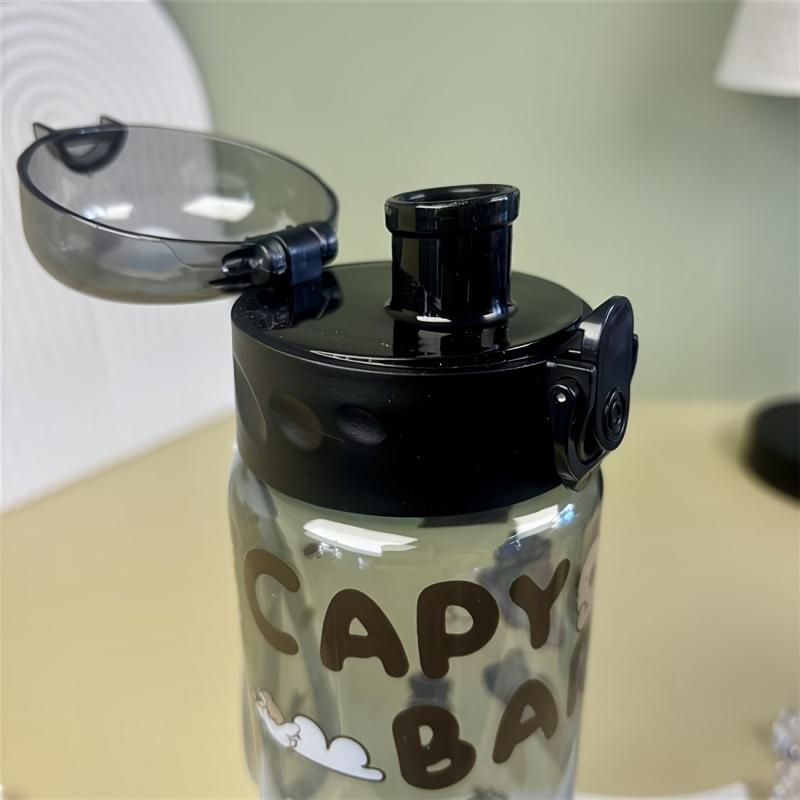 780ml Capybara transparent Cup Cute Cartoon Water Bottle with Carry Strap Leakproof Portable Outdoor Drinking Cup Sports Bottle