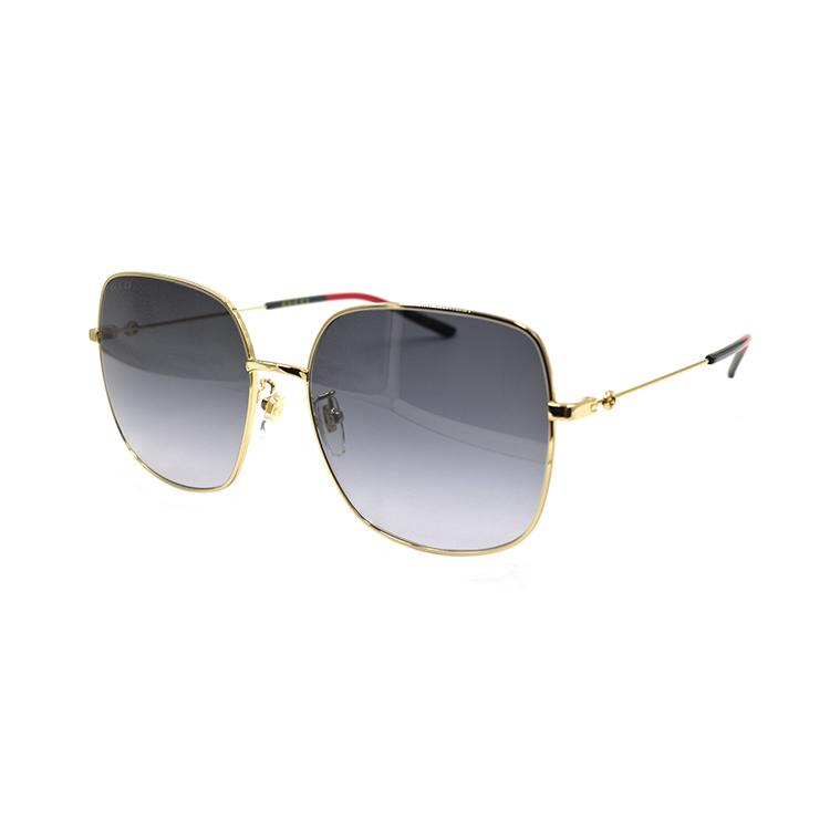 Gucci Lightweight Web Series Metal Large Frame Holiday Travel Square Sunglasses Women sunglasses Gold Gradient-Gray GG1195SK-001