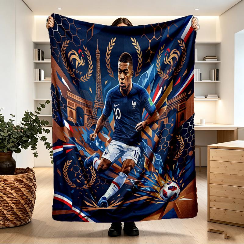 Kylian Mbappe Print Blanket - Soft & Comfortable, for Bedroom, Travel, Sofa, Home Decoration - Birthday Christmas Gift for Friend
