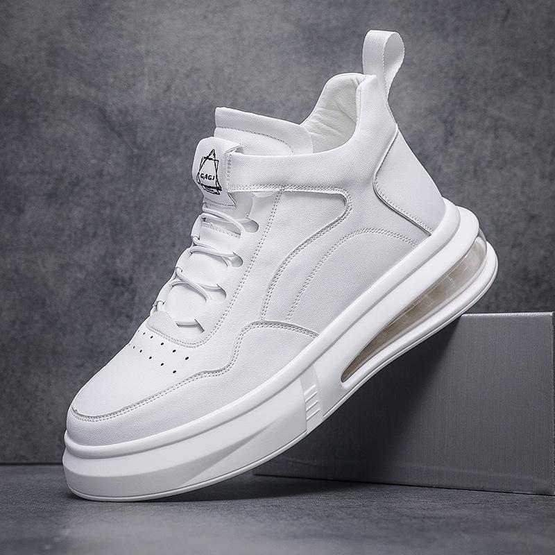 Осенне-зимняя обувь с высоким берцем для мужчин, повседневная обувь с воздушной подушкой, мягкая подошва, белые туфли, модная обувь, источник, место для источника