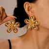 Vintage Gold Color Flower Starfish Geometric Stud Earrings for Women Exquisite Irregular Metal Leaf Earrings Aesthetic Zircon
