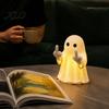 Gift for Halloween Lovers Ghost Lamp, Cute Middle Finger Ghost/Reading Book Night Light, Funny Space Saving Wall Lamp Spooky Figurine Tabletop, Indoor