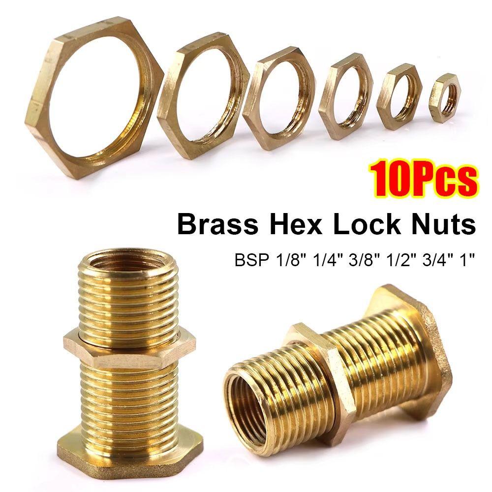 10Pcs Hexagonal Shank Cap Flange Nut Brass Water Tank Joint Plumbing Fastening Accessories