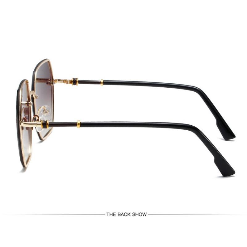 Irregular Hexagons Rimless Sunglasses Women Metal Vintage Gradient Stylish Design Oversized Square Sun Glasses UV400