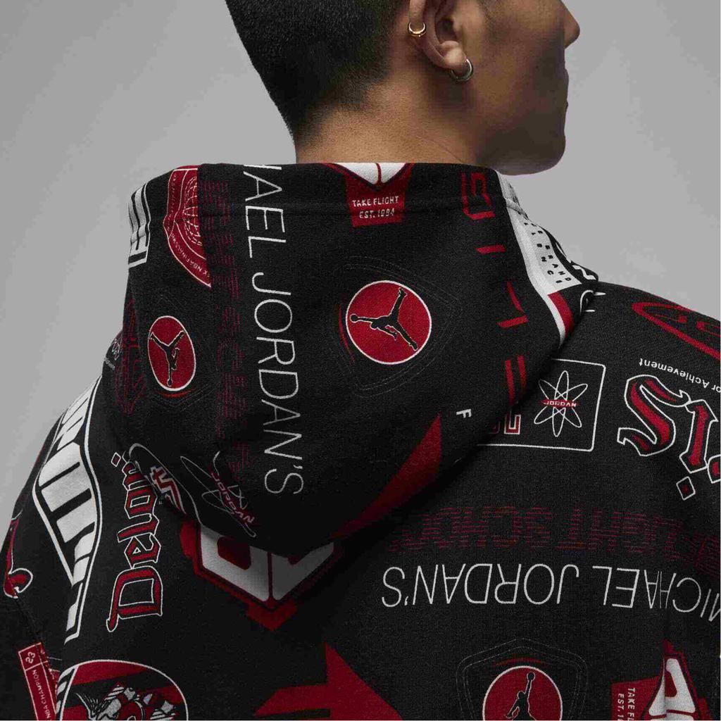 Jordan Толстовка флисовая с принтом Essentials Мужские топы Черный Campus-Red HM7255010