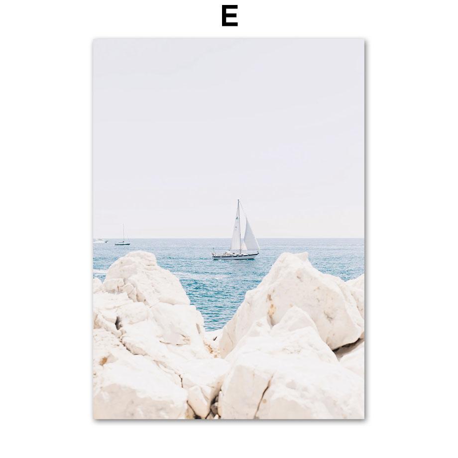 Фламинго Доска для серфинга Пляж Океан Волны Ракушка Настенная живопись Холст Картина Тропические постеры и принты Настенные картины для домашнего декора