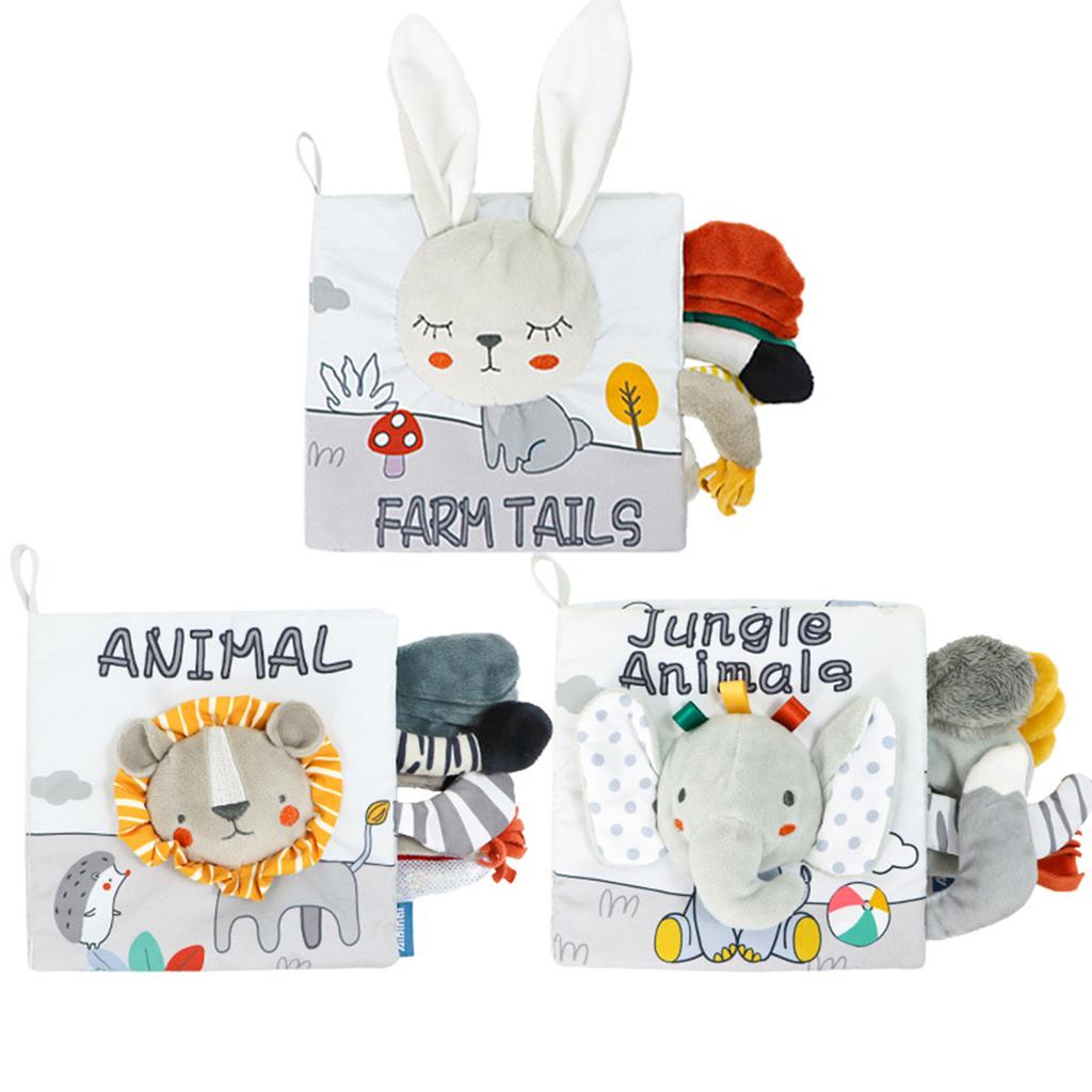 Детская развивающая книга Интерактивная развивающая мелкую моторику Книга-мешковатая книга для раннего обучения детей Тканевая книга Книга с хвостами животных