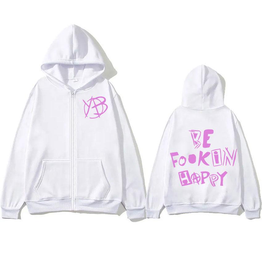 Рок-певец Yungblud Будь чертовски счастлив Толстовки на молнии Мужская одежда Хипстерская Оверсайз Толстовка на молнии Эстетичная Толстовка Уютная Куртка Пальто
