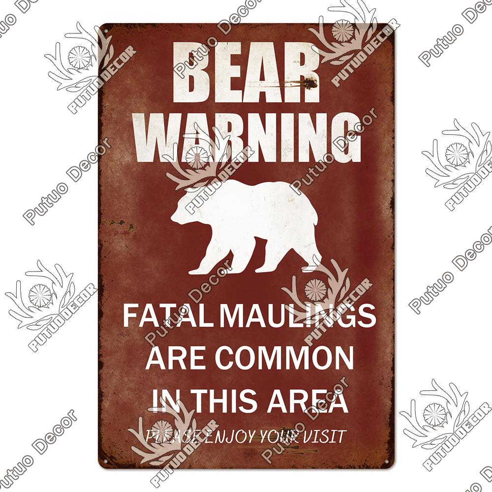 Putuo Decor Warning Vintage Metal Sign Plaque Metal Retro Tin Sign for Bar Club Park Backyard Home Man Cave Wall Decor