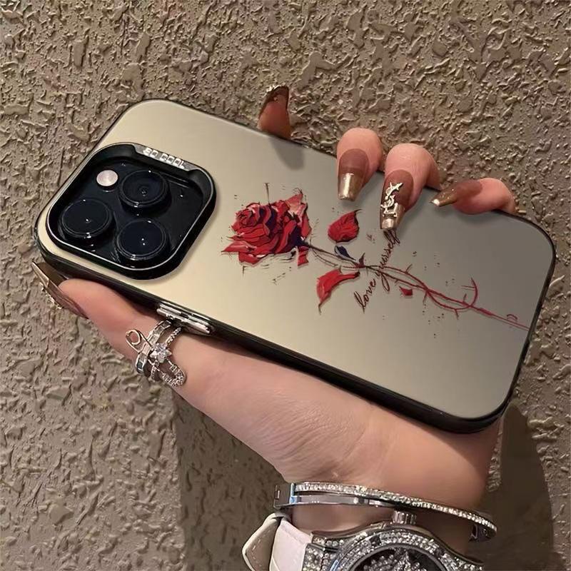 Английский чехол с красной розой для iPhone 15 Pro, 16 Pro Max, 17 Air
