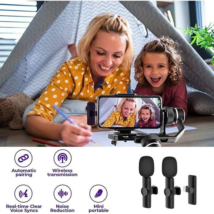 Micro Cravate Sans Fil Professionnel Pour Smartphone iPhone iPad, Mini Microphone 2.4GHz Pour Tiktok Youtube Stream Facebook A86