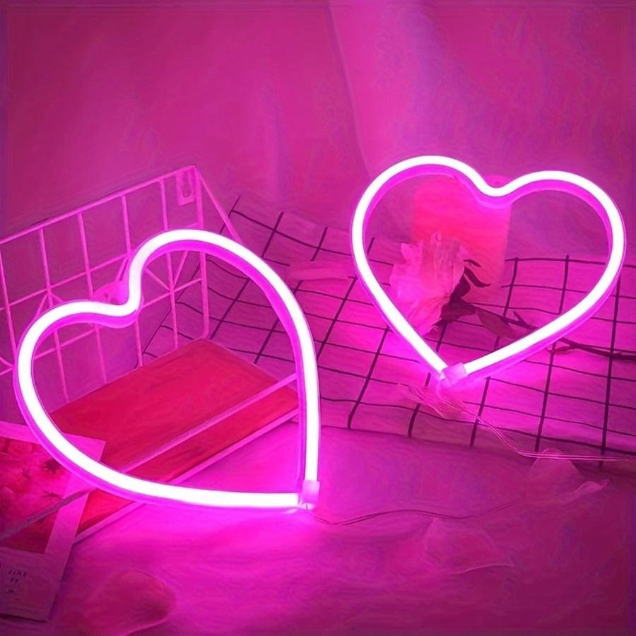 Non-Toxic Pink Usb Atmosphere Led Neon Light Sign Heart Shape Wall Mounted Night Light For Valentine'S Day Bar Bedroom Living Room