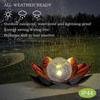 Solar Lotus Light Garden Outdoor Table Decor,Amber Crackle Globe Glass Lotus Flower Light Decoration,Metal Lotus Flower Lamp Waterproof Led Light For