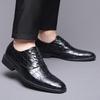 Fashion Men Crocodile Grain Leather Shoes Dress Business Office Shoe Mens Wedding Party Derby Shoes Men's Square Toe Flats Sizes 38-48