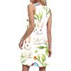 Women's Summer Casual Square Collar Easter Print Dress Sleeveless Dress With Pockets