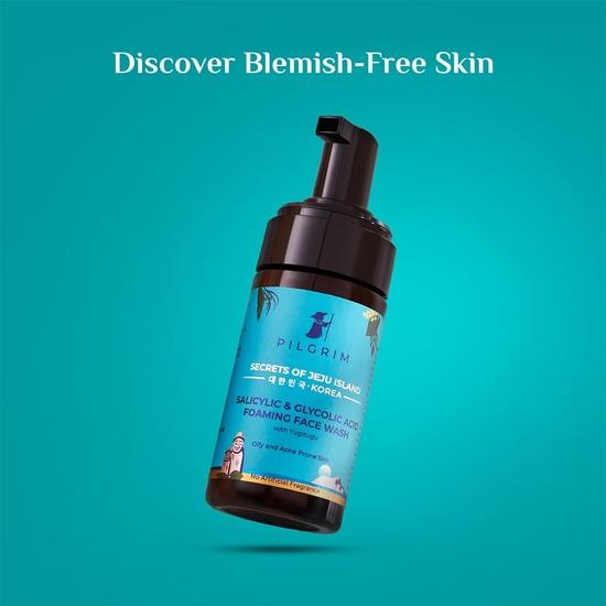 Pilgrim Korean 1,5% салициловая кислота(Бха) и 2% гликолевой кислоты(Ага) Пенящееся средство для умывания для жирной кожи | Мужчины и женщины | Корейские средства по уходу за кожей | 120 мл