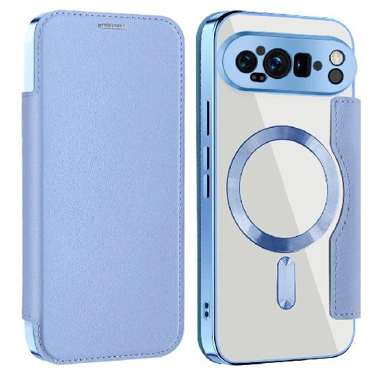 Business Flip Leather Matte Armor Shell For Magsafe Magnetic Phone Cases For Google Pixel 10 9 Pro XL 8A 7A Clear Plating Cover
