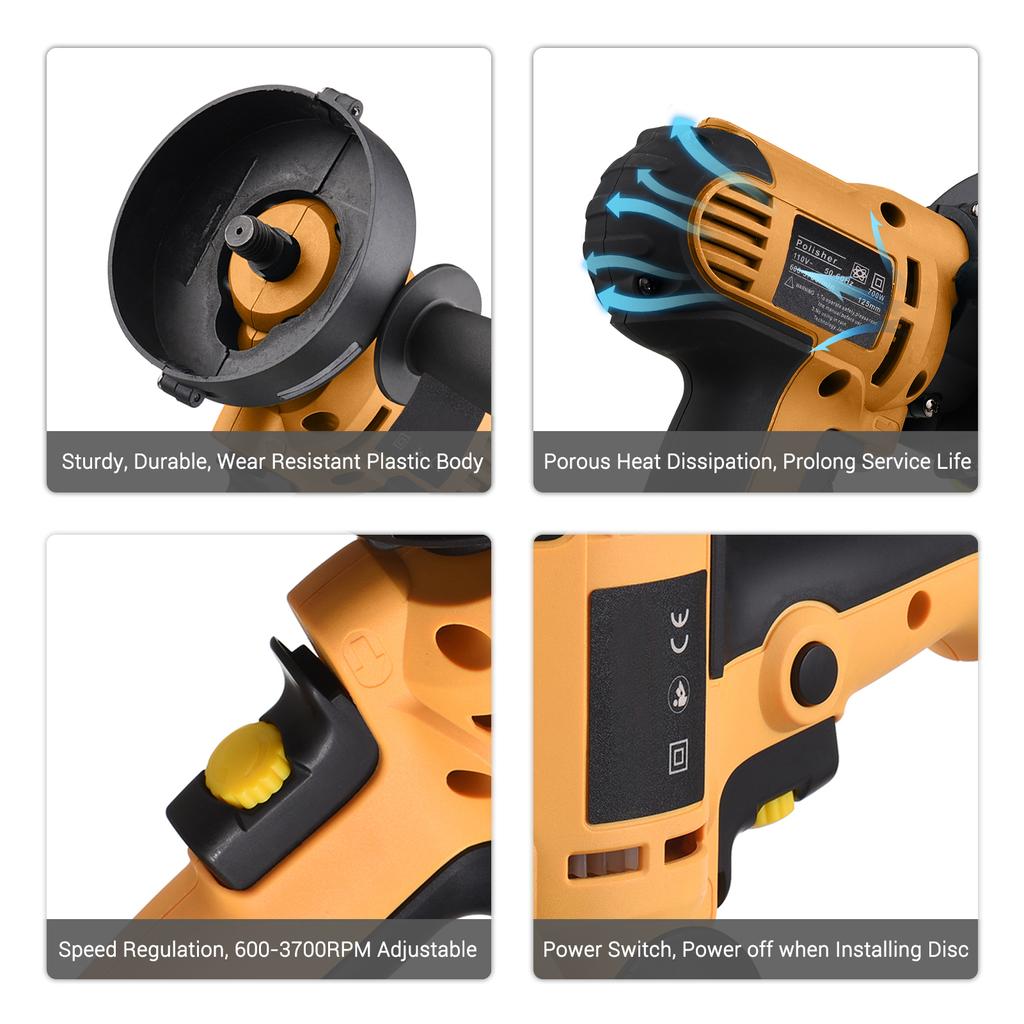 5-inch Electric Car Polisher Kit 700W Auto Car Buffer 600-3700RPM Variable Polishing Machine with