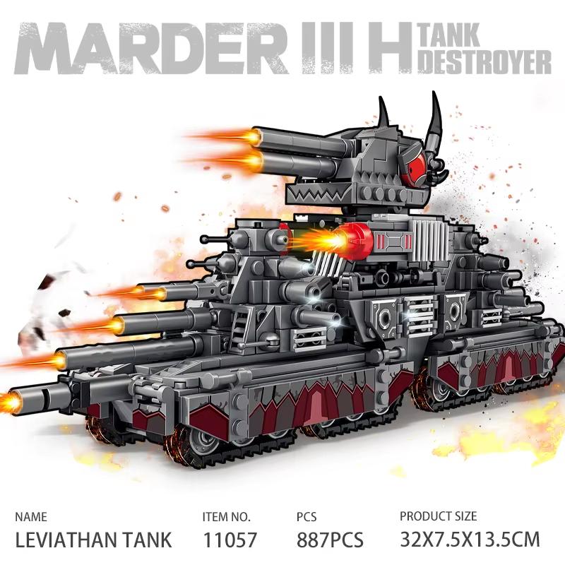 Tank World Cartoon Scale Model Muilding Block Set KV44 Carl Monster Tank and Ultimate Leviathan Military armored vehicle warfare Brick