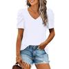 Летняя женская однотонная свободная повседневная футболка с v-образным вырезом