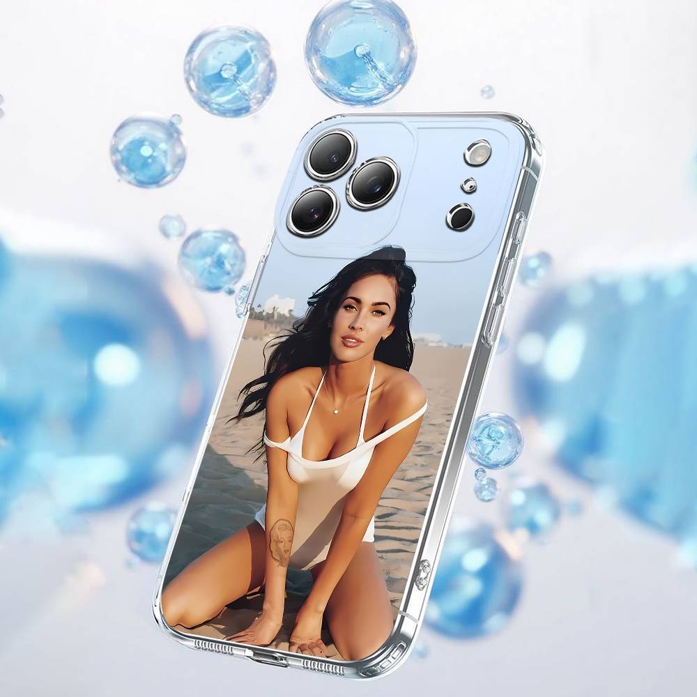 Чехол для телефона M-Megan Fox Для iPhone 12,16,11,14,13,17,15 Plus,Pro,Max,Plus,E,Air,Mini Прозрачный чехол