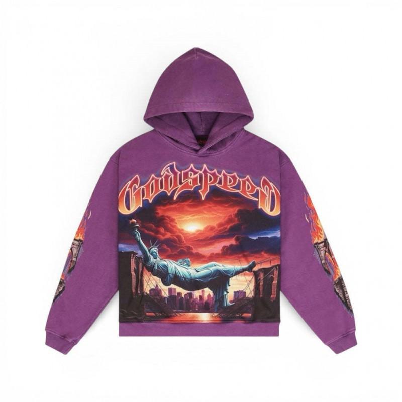 Unisex Oversized Hooded Zip-Up Sweatshirt With Graffiti Print Casual Streetwear
