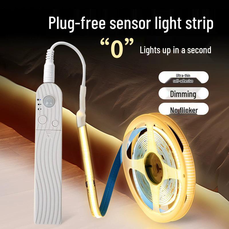 Светодиодная лента с датчиком движения, заряжаемая от USB: Ультратонкая, самоклеящаяся, беспроводная ночная подсветка