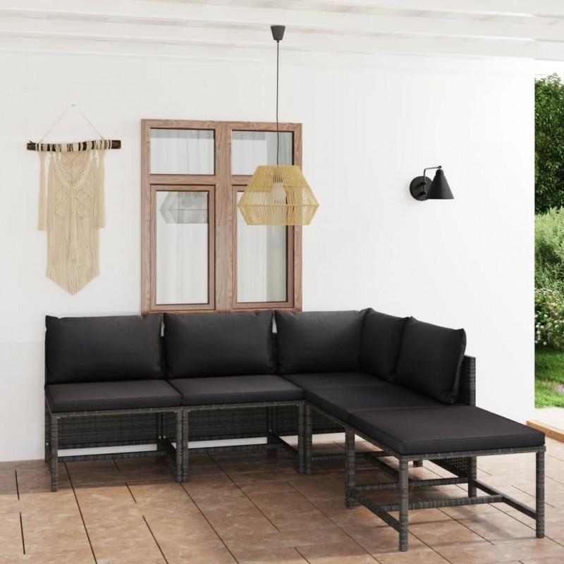 Day and Night - Day and Night 5-piece Garden Furniture Set and Gray Synthetic Rattan Cushions