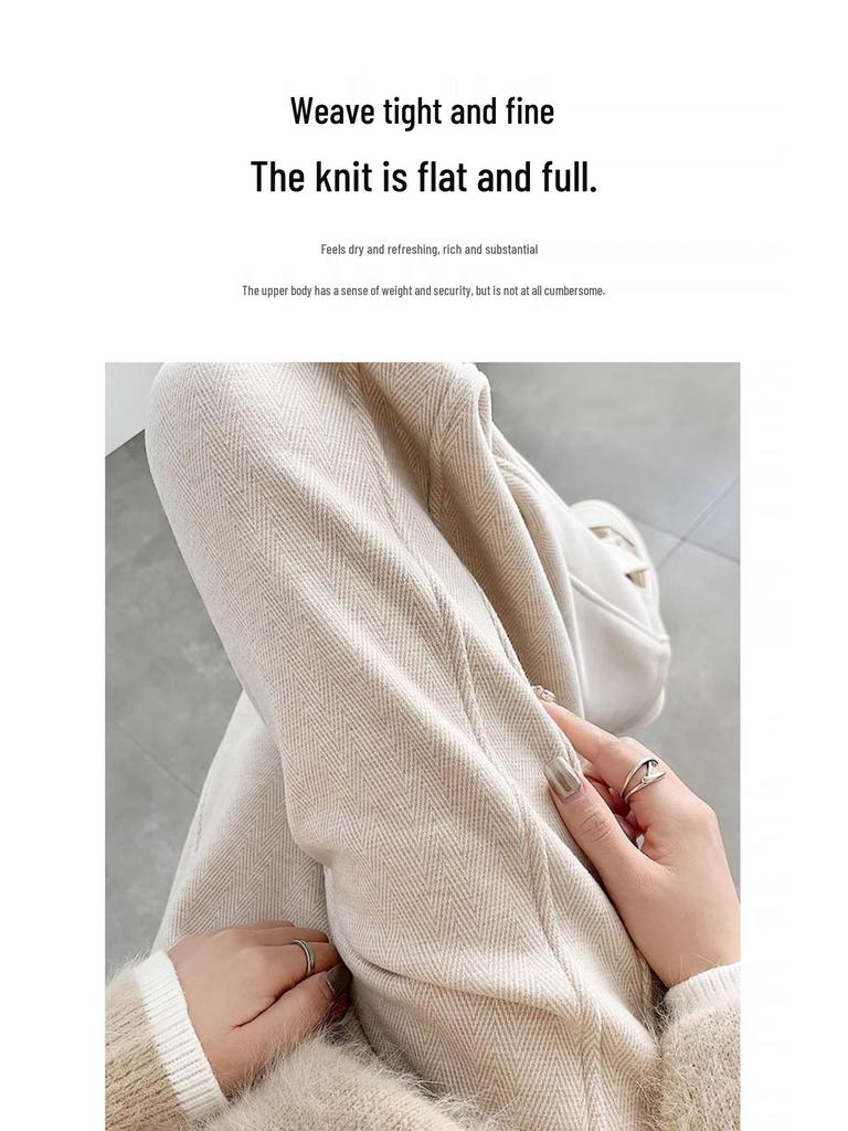 Женские брюки палаццо из шерсти в елочку с разрезами - Коллекция весна/лето 2025