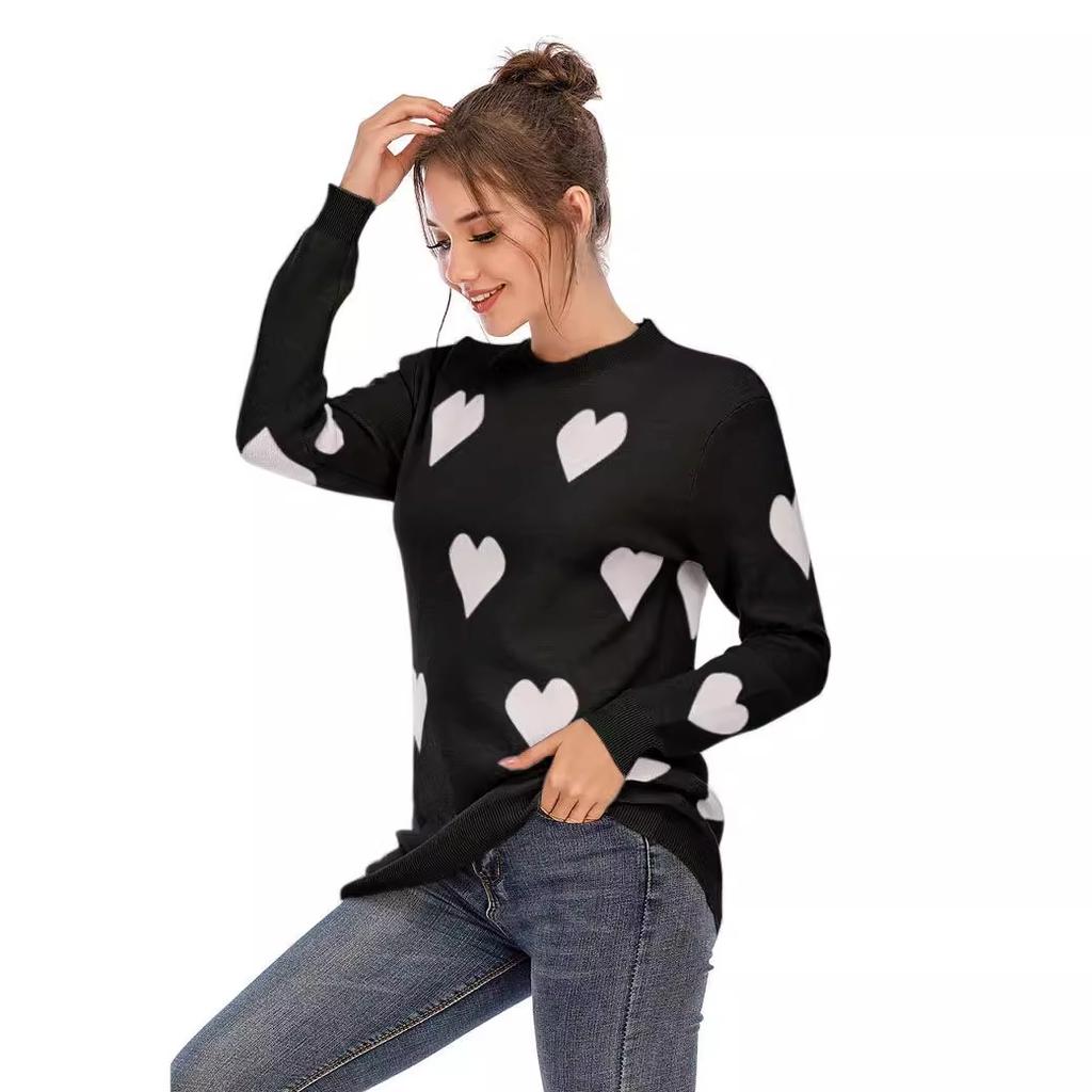 Women's Autumn and Winter Loose Love Crewneck Pullover Knit Sweater