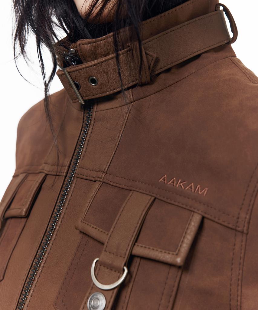 AAKAM Mixed Leather Jacket (Brown)