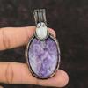 Lepidolite Pendant Copper Wire Wrapped Pendant Rainbow Moonstone Gemstone Jewelry Gift For Mom Antique Copper Jewelry Handmade Women Pendant