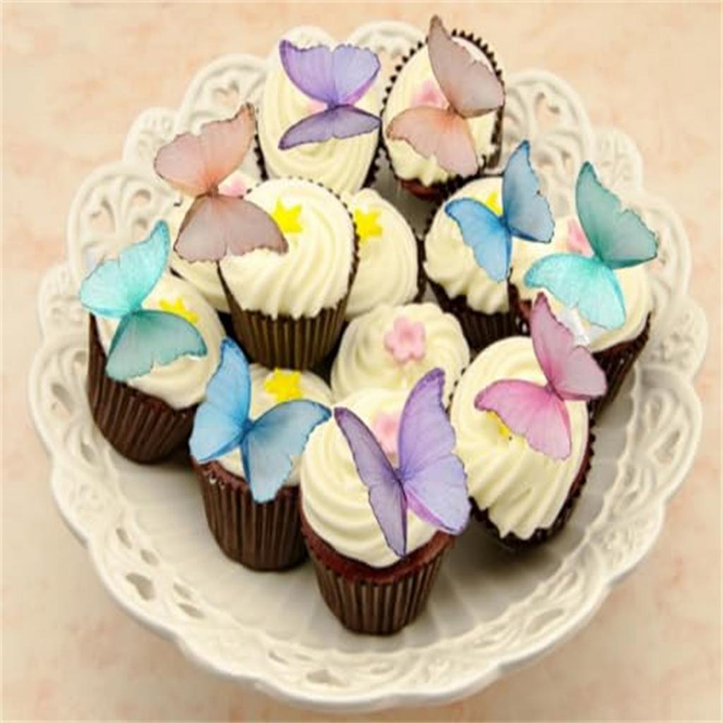 96Pcs Wafer Paper Butterfly Cupcake Toppers Colorful 3D Butterflies Cake Toppers For Wedding Birthday Party Cake Decorations