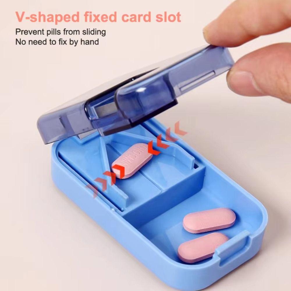 Dustproof Pill Cutter Storage Box Drug Tablet Crusher Pill Cutter  for Small or Large Pills