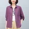 Plus Size Cotton Linen Long Sleeve Shirt for Middle-Aged Women - 2024 Spring & Autumn Fashion Mother's Top