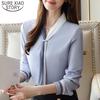 Women Tops Blouse Vintage Long Sleeve Shirt Chiffon Top White Shirt